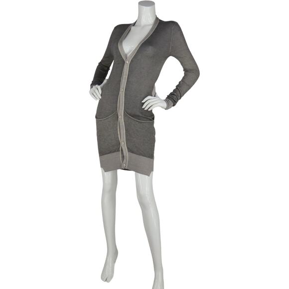 Diesel Black Gold Italy Made Long Oversized Cardigan Knit Wool Sweater Dress XXS - Picture 5 of 7